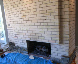 Stone Veneer over Brick in progress