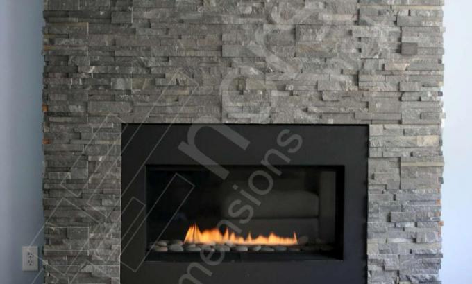 Natural Stacked Stone Fireplace